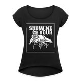 Women's Pitbull Roll Cuff T-Shirt - black