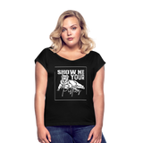 Women's Pitbull Roll Cuff T-Shirt - black