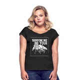 Women's Pitbull Roll Cuff T-Shirt - heather black
