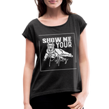 Women's Pitbull Roll Cuff T-Shirt - heather black