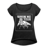 Women's Pitbull Roll Cuff T-Shirt - heather black