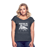 Women's Pitbull Roll Cuff T-Shirt - navy heather