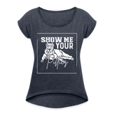 Women's Pitbull Roll Cuff T-Shirt - navy heather