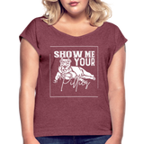 Women's Pitbull Roll Cuff T-Shirt - heather burgundy